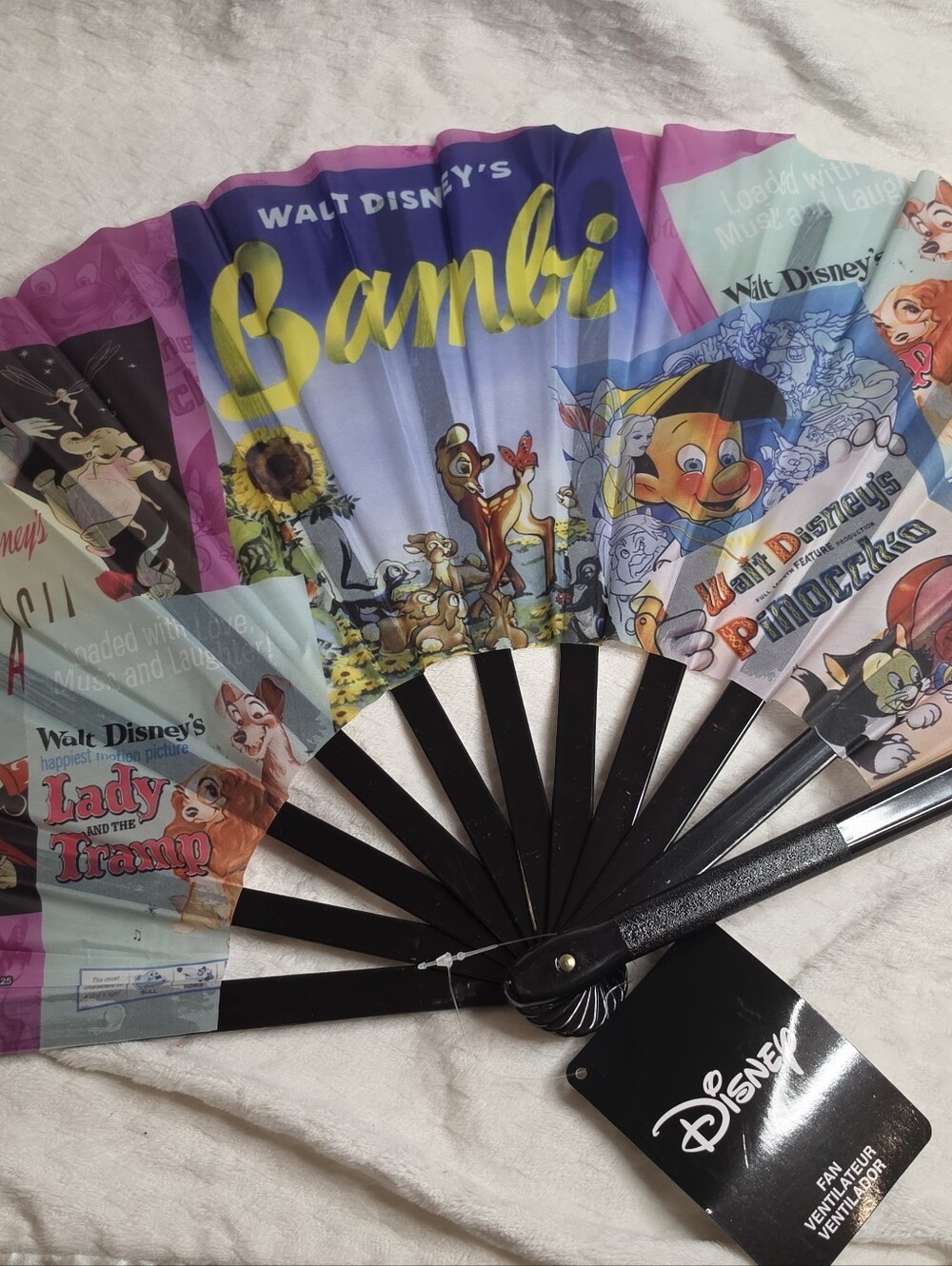 Disney Bambi Pinocchio Folding Fan NWT